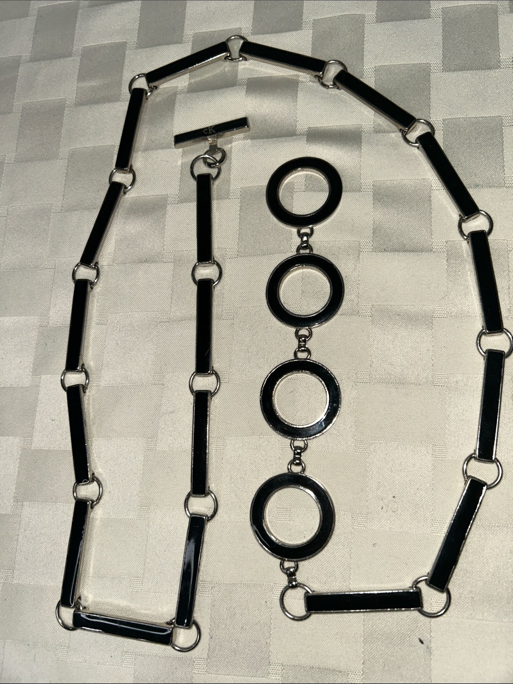 Calvin Klein Black Enamel and Silver Belt